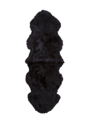 Merino Doppeltes Lammfell | Langhaar | Neuseeland | 160x60 cm Schwarz