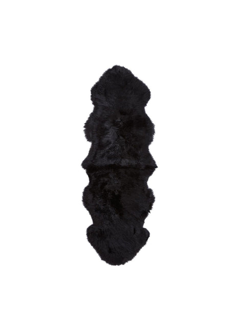 Merino Doppeltes Lammfell | Langhaar | Neuseeland | 160x60 cm Schwarz