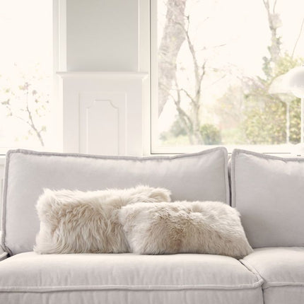 Doppelseitiges Kissen | Langhaar | Neuseeland | 25x50 cm Schokolade