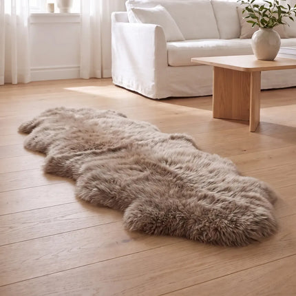 Merino Doppeltes Lammfell | Langhaar | 170x60 cm Taupe