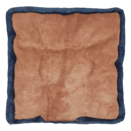 Sitzkissen | Mokassin Lammfell | Kalblederrückseite | 45x45 cm Marineblau (Dunkel)