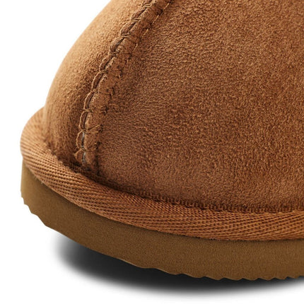 Lammfell Pantoffeln | Wildleder | Offene Ferse Kastanie