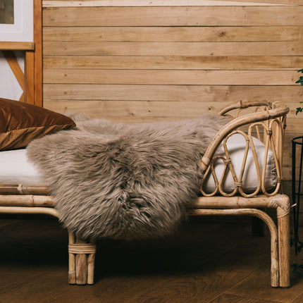 Merino Lammfell | Langhaar | ca. 100x60 cm Taupe