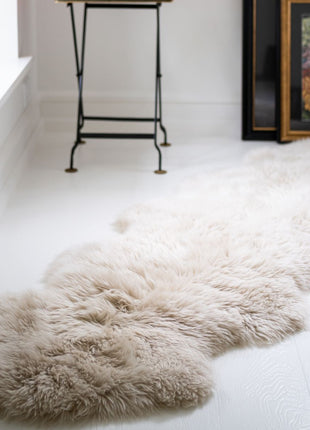 Merino Doppeltes Lammfell | Langhaar | 170x60 cm Leinen