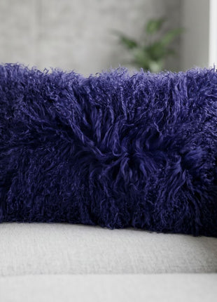 Lammfellkissen Premium | Tibet | 40x40 cm | 28x56 cm Marineblau (Dunkel)