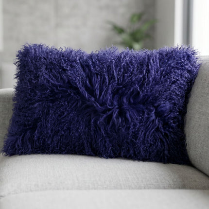 Lammfellkissen Premium | Tibet | 40x40 cm | 28x56 cm Marineblau (Dunkel)