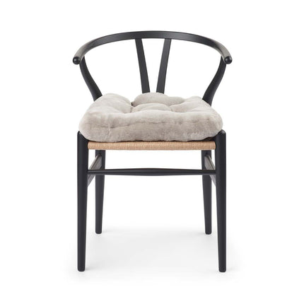 Sitzkissen | Mokassin Lammfell | Kalblederrückseite | 45x45 cm Silber Grau