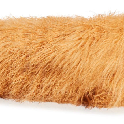 Lammfellkissen | Tibet | Zylinder | D20x52 cm Goldgelb