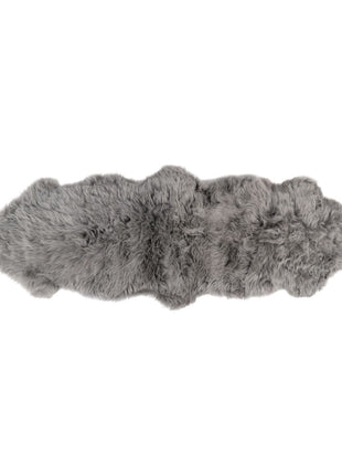 Merino Doppeltes Lammfell | Langhaar | 170x60 cm Stahl