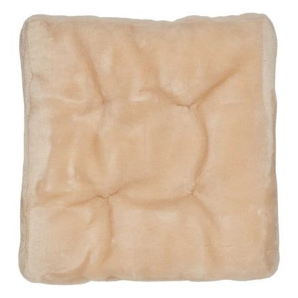 Sitzkissen | Mokassin Lammfell | Kalblederrückseite | 45x45 cm Natürlich