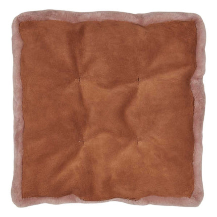 Sitzkissen | Mokassin Lammfell | Kalblederrückseite | 45x45 cm Helllila