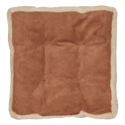 Sitzkissen | Mokassin Lammfell | Kalblederrückseite | 45x45 cm Natürlich