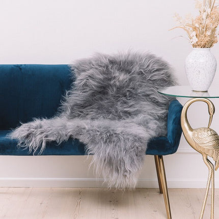 Lammfell Premium | Langhaar | Island | 90x60 cm Graue Brisa