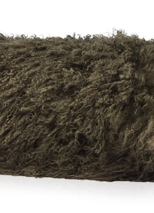 Lammfellkissen | Tibet | Zylinder | D20x52 cm Heckengrün