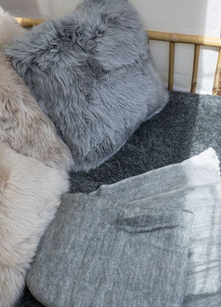 Wolldecke | Mohair | 130x170 cm Hellgrau