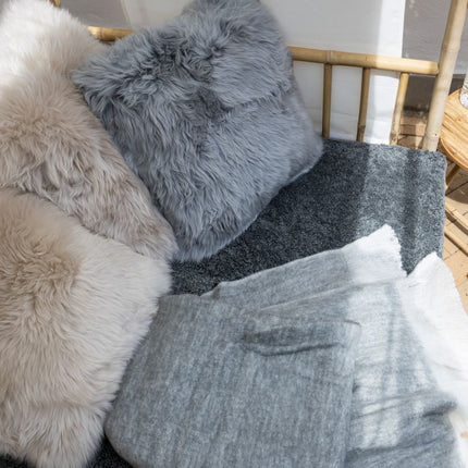 Wolldecke | Mohair | 130x170 cm Hellgrau