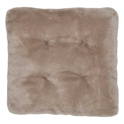 Sitzkissen | Mokassin Lammfell | Kalblederrückseite | 45x45 cm Silber Grau