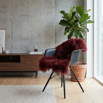 Lammfell Premium | Tibet | 85x50 cm  Bordeauxrot