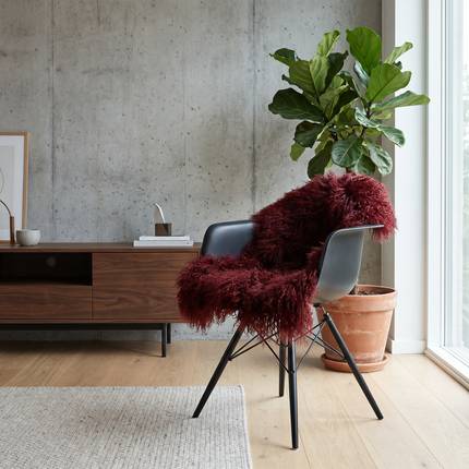 Lammfell Premium | Tibet | 85x50 cm  Bordeauxrot