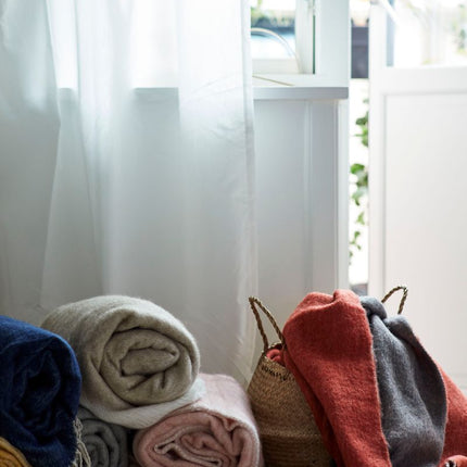 Premium Wolldecke | Mohair | 130x170 cm Kastanienbraun/Grau