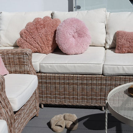 Lammfellkissen | Kurzhaar | Neuseeland | Doppelseitig | 30x60 cm Korallen Silberpink