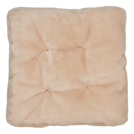 Sitzkissen | Mokassin Lammfell | Kalblederrückseite | 45x45 cm Kastanie