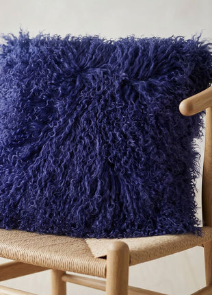 Lammfellkissen Premium | Tibet | 40x40 cm | 28x56 cm Marineblau (Dunkel)