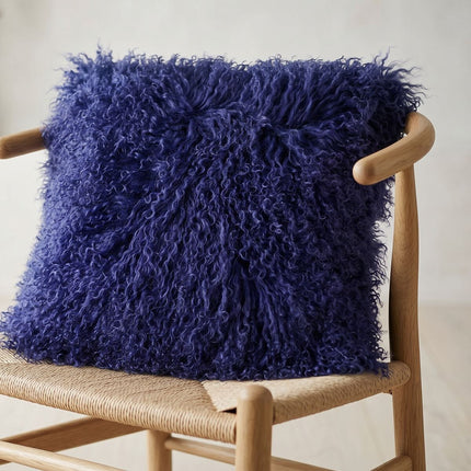 Lammfellkissen Premium | Tibet | 40x40 cm | 28x56 cm Marineblau (Dunkel)