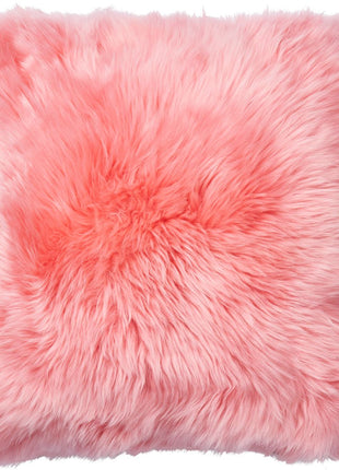 Lammfellkissen | Langhaar | Neuseeland | 45x45 cm Korallen Pink