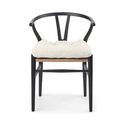 Sitzkissen | Mokassin Lammfell | Kalblederrückseite | 45x45 cm Weiß