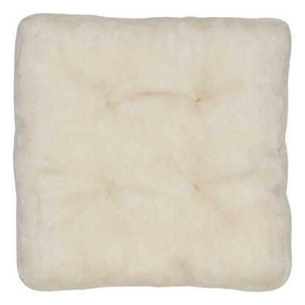 Sitzkissen | Mokassin Lammfell | Kalblederrückseite | 45x45 cm Weiß