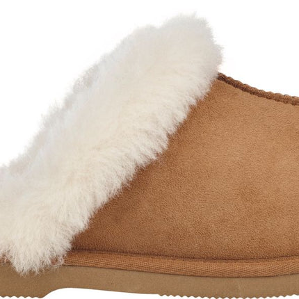 Lammfell Pantoffeln | Wildleder | Offene Ferse Kastanie
