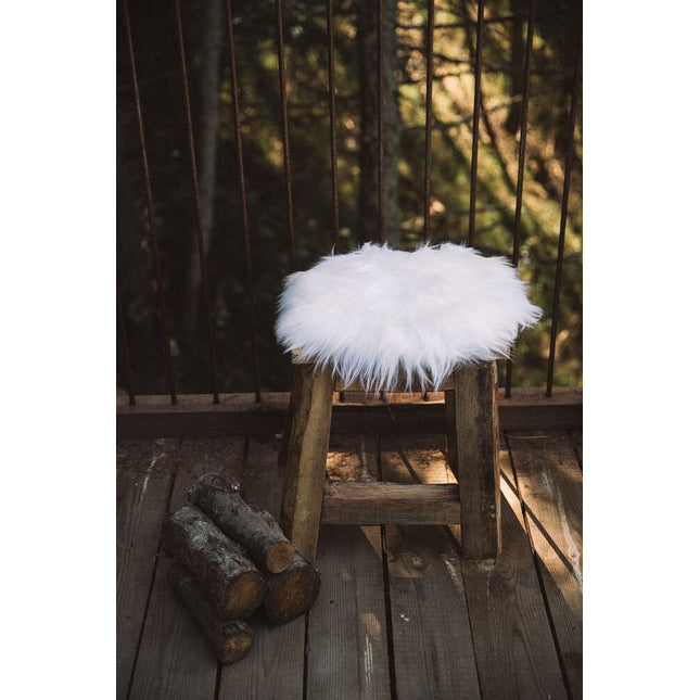 Sitzkissen 2er Pack | Merino Lammfell | D35 cm Weiß