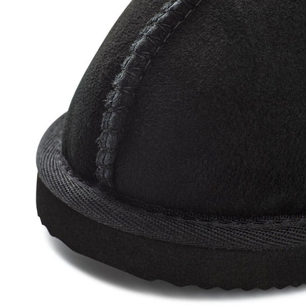 Lammfell Pantoffeln | Wildleder | Offene Ferse Schwarz